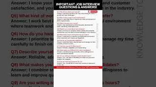 10 Most Important and Common Interview Questions and Answers