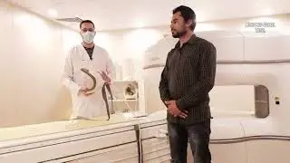 تجهيز المريض لفحص رنين علي الكتف علي جهاز مفتوح