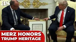 GERMAN CHANCELLOR MERZ stuns TRUMP with GRANDFATHER'S birth certificate GIFT