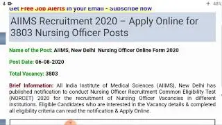 AIIMS NURSING OFFICER  RECRUITMENTS 2020