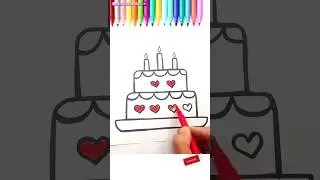 Simple birthday cake drawing🎂 #easycakedrawing  #drawing #shorts