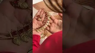 Lakshmi Coin Necklace with Red Stones ❤️ | Temple Jewellery Set | Angroos Jewellers