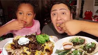 CARNE ASADA NACHOS & TACOS MUKBANG | EATING SHOW