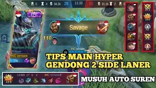GAMEPLAY ROGER HYPER GENDONG 2 SIDE LANER + KILL 17 TANPA MATI!!!
