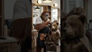 Pak Atan and The Bear #orangutan #bear #barber #funny