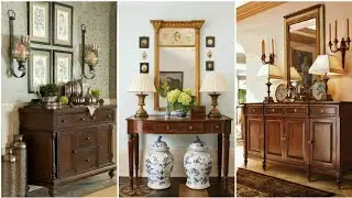 Vintage style cottage interior console table decorating ideas. Console table decoration tips.