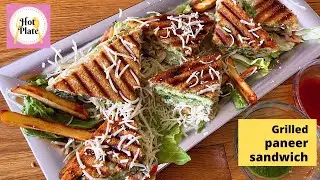 Grilled paneer sandwich | Restaurant style paneer panini sandwich | Coleslaw & paneer sandwich