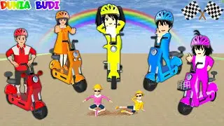 Yuta Mio Baby Titan Kembar Lomba Parkour Naik Sepeda Listrik Rainbow Warna Warni
