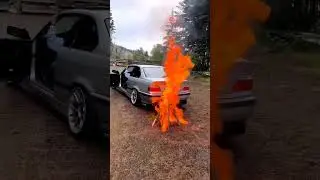 شاهد كيف يشتعل النار بسيارة بي ام دبليو 🔥 BMW E36 M power #shorts #bmw