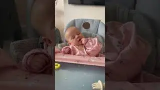 Precious Baby Falls Asleep While Eating and Talking in High Chair
