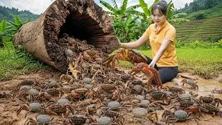 TIMELAPSE --  FULL VIDEO Catching 1000+ Crabs, Cooking &Go To Countryside Market Sell |Luna Harvest