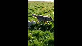 🐺🐑🐑 Baby Wolf & Two Sheep Play Together | Adorable Animal Friendship #shorts