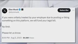 Elon Musk says X will pay legal fees of users 'treated unfairly' by employer for liking, posting on