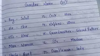 Gender name  || simple 20 Gender name