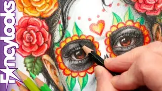 Cómo dibujar Catrina a lápices de colores-paso a paso