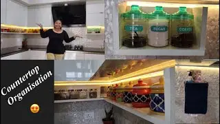 Kitchen Countertop Organisation|| Updated Kitchen Tour India||Modular kitchen with Acrylic laminate