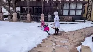 Aura and Frieren playing in the snow