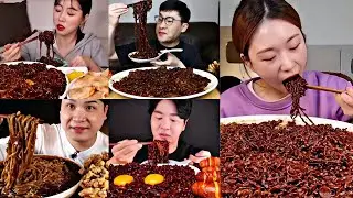 KOREAN BLACK BEAN NOODLES// MUKBANG COMPILATION//ONLY BITES | NO TALKING 
