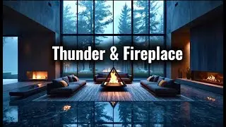 2 Hours Cozy Modern Fireplace 🔥 Thunderstorm Sounds | Luxury Relaxing Ambience for Sleep & Focus