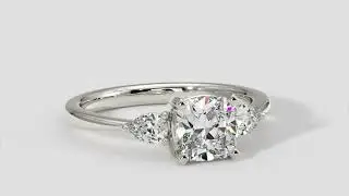 Cushion Cut Diamond Ring With Pear Shape Side Diamonds In White Gold &ndash; Australian Diamond Network