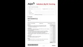 AQA - A-Level Mathematics - Paper 3 [Pure & Statistics] - June 2020 - Solutions By Mr Harding