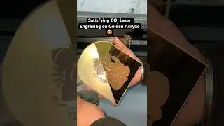 Satisfying CO₂ Laser Engraving on Golden Acrylic 😍 #art