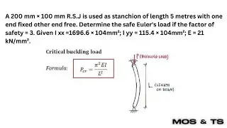 Columns and struts | Euler's formula | Buckling load | mos and ts | telugu