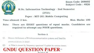 Gndu MSc IT 2nd Semester Mobile Computing Question Paper || MSc it 2nd Semester Question Paper