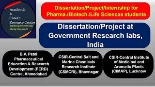 Dissertation / Project / Internship for Pharmacy, Biotech, Life Sciences students at Government labs