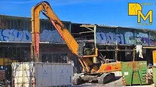 HITACHI ZAXIS 350 LONGFRONT BAGGER HAGEDORN BAUSTELLE ABBRUCH EINER FABRIK DREAM MACHINES