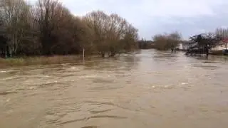 Flooding at Iford Bridge between Christchurch and Bournemouth on the River Stour