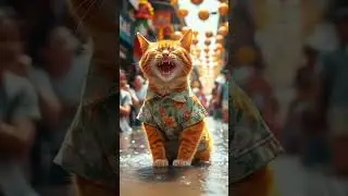 Baby cat with his floral shirt. 😻🌸 #cat  #floral #animals #animation #ai