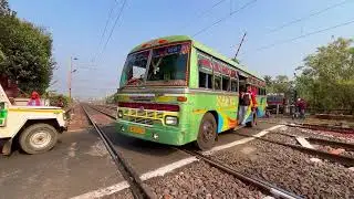 Impossible Situation Bus Stuck On Railgate : Furious Speedy Trains Dangerous Moving Railroad