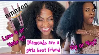 TESTING AMAZON, PRETTY CRYSTAL DIAMOND| 💎 FLAT IRON ON MY NATURAL HAIR