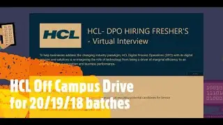 HCL Off Campus Recruitment Drive for 2018/2012/2020 Batches