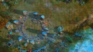 D&D Animated Encounter Battle Map - Magical Woodland Stone Circle Day Grid