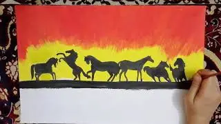 Easy Painting on Canvas: How to paint horses.
