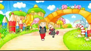 children going to school cartoon animated background scene free video.