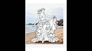GOWN COLORING at the beach 👗 #music #funcoloring #coloringinspiration