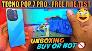 TECNO POP 7 PRO FREE FIRE TEST || tecno pop 7 pro free fire gameplay + Battery Drain Test.(unboxing)