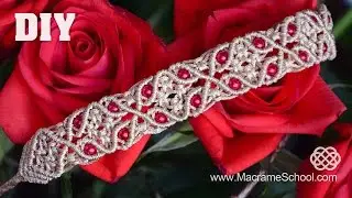Macrame Bracelet with Floral Motif and Beads