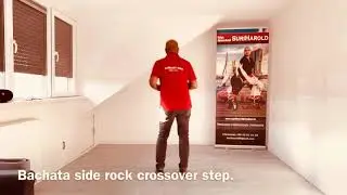 Bachata side rock crossover step on music.