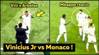 Vinicius Jr HUGS Alvaro Arbeloa after a goal and two assist vs Monaco