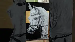 Horse painting: Silent Reins #HorsePortrait #horsepainting #acrylicpainting #homedecor #canvasart