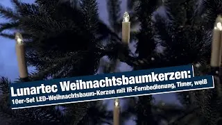 Lunartec Weihnachtsbaumkerzen: 10er-Set LED-Weihnachtsbaum-Kerzen mit IR-Fernbedienung, Timer, wei&szlig;