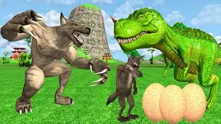 Cunning Wolf VS Dinosaurs Egg | Dinosaurs Fighting With Wolf | Cartoon Comedy Story | Magic Story