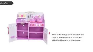 Costway Kids Wooden Strawberry Kitchen Cooking Pretend Toy Playset Features Cute