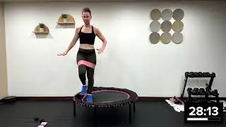 Rebounding Full Body Workout | Mini Trampoline Power Walk, Cardio Boxing & Band Sculpt