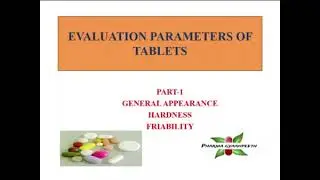 Evaluation parameters of tablets (Part-I)