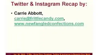 Using Etsy, Facebook, Twitter & Instagram to Promote Your Work - Jan 14, 2014 - Webinar 2 of 6